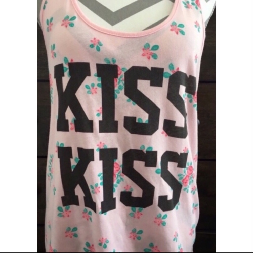 Mighty Fine Pink Floral Kiss Tank Top - Picture 5 of 8